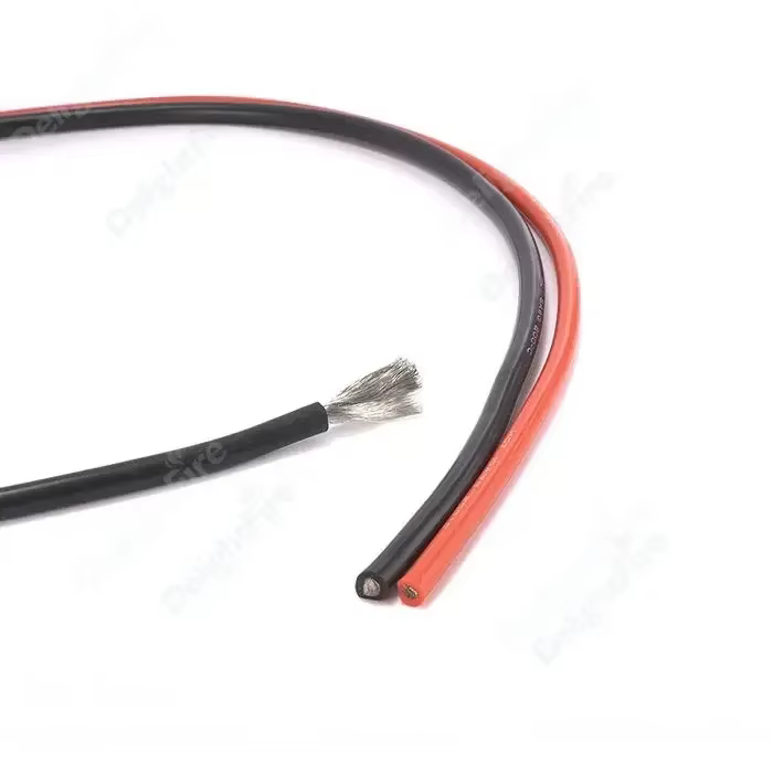 Fil électrique de panneau solaire, câble en Silicone résistant à la chaleur rouge noir 24 22 20 18 16 14 12 10 8 6 4 awg pour batterie automobile