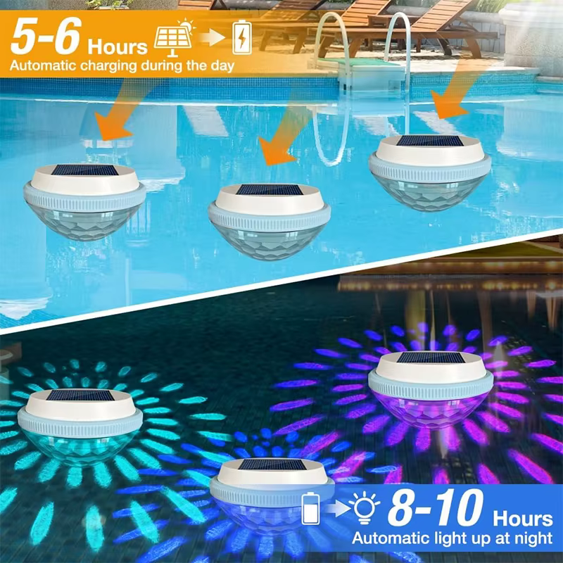 Éclairage solaire flottant pour piscine, 1 paquet, lumières d'étang étanches à couleur changeante RGB pour la décoration de piscines, routes de cour