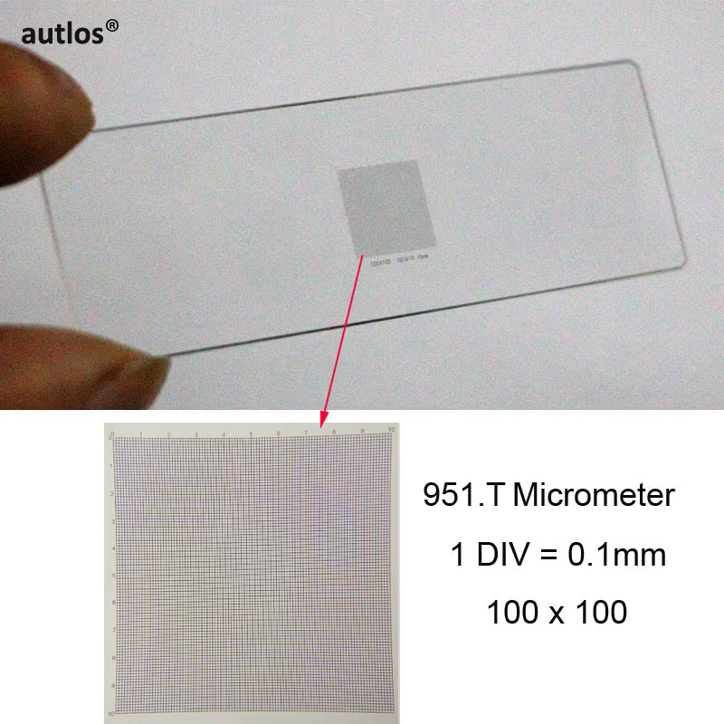 Micromètre à grille 951.T DIV, 0.1mm, jauge de valeur de cellule de grille, calibrage, règle de panneau de séparation à glissière, micromètre de scène pour Microscope