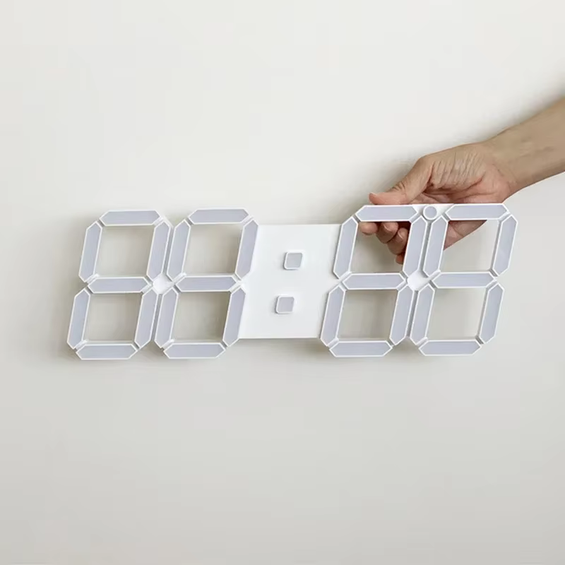 Horloge murale numérique LED de 15 pouces, affichage 3D, télécommande, horloge électronique, fonction de synchronisation et de compte à rebours automatiques