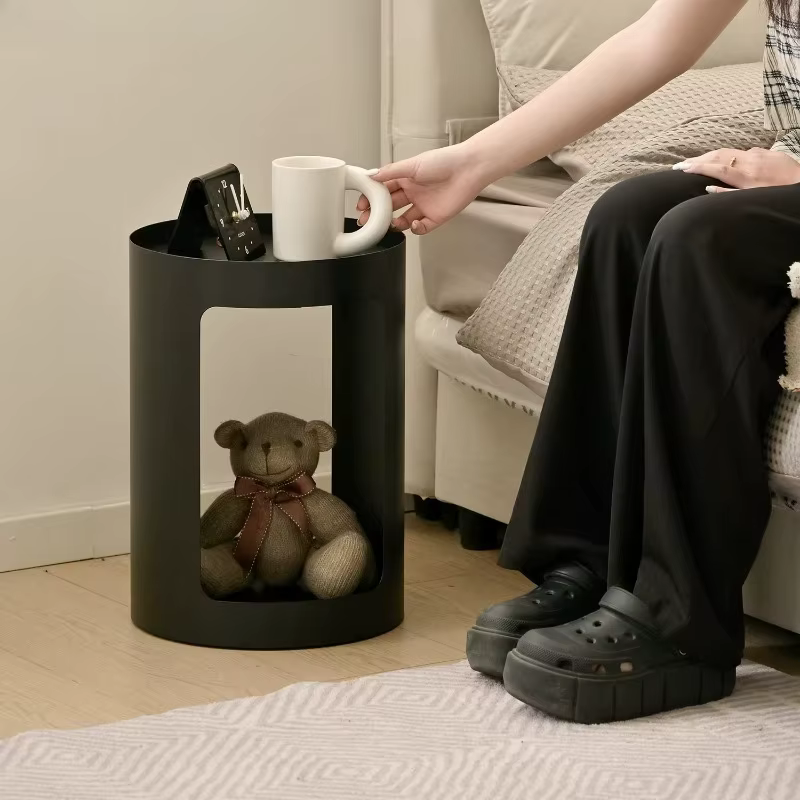 Table d'appoint de salon Double couche en fer nordique, support de rangement industriel minimaliste pour chambre à coucher, cadre métallique
