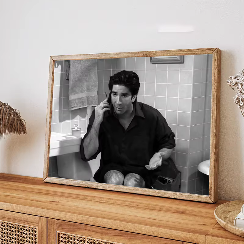 Scènes de film drôles, série d'art de salle de bains, affiche imprimée sur toile noire et blanche, images murales de maison, décor de toilettes moderne