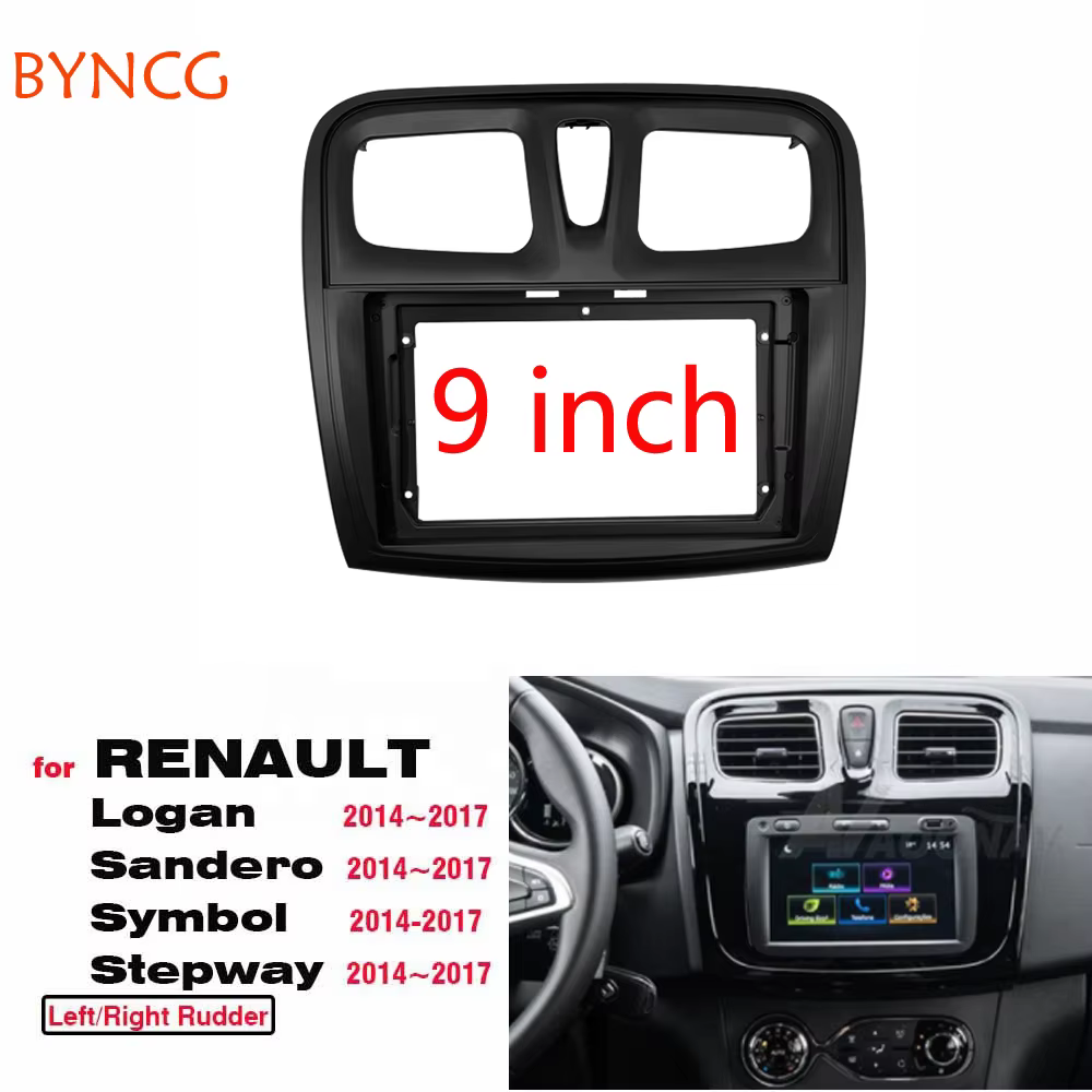 Cadres d'autoradio 2 DIN 9 pouces pour RENAULT Sandero Symbol Logan 2014+ – Installation sur tableau de bord pour lecteur multimédia DVD GPS MP5