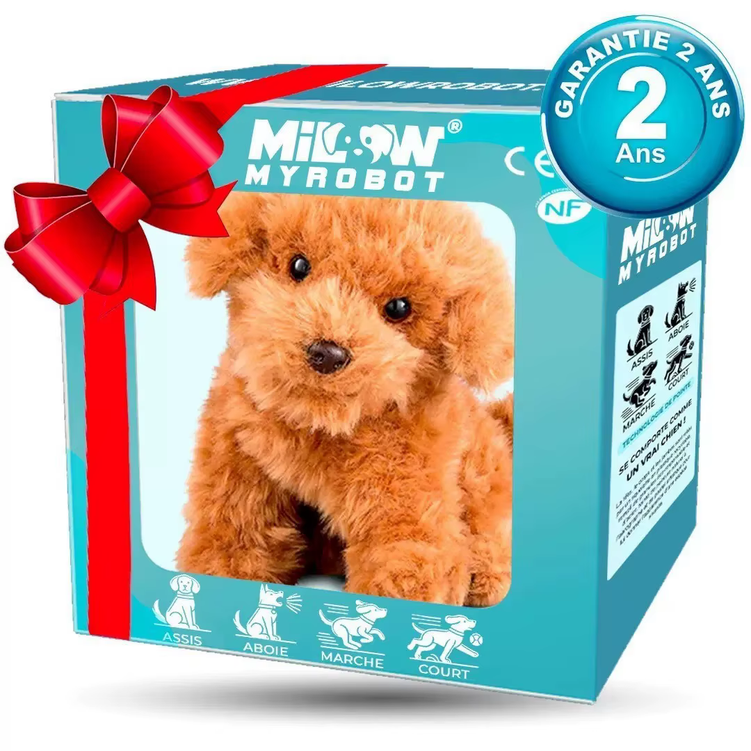 2026 Nouveau chiot robot en peluche mignon avec queue interactive marche, aboiement et balade (sans batterie)