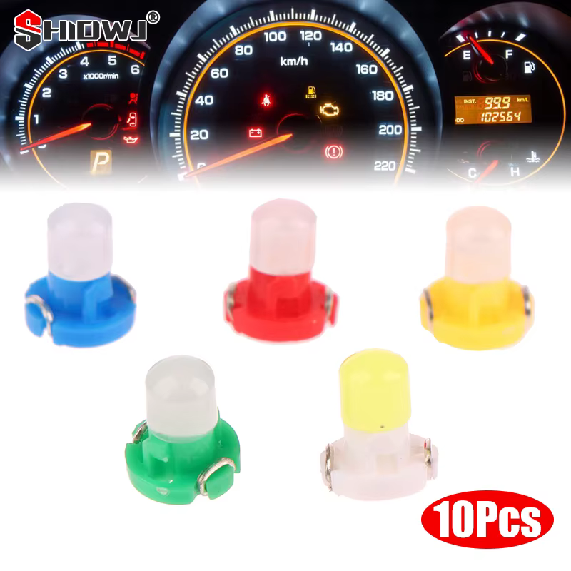 Ampoule de panneau lumineux de tableau de bord T3, COB 1SMD, Wedge LED, lampe de tableau de bord TingPrada, accessoires intérieurs automobiles, 5 couleurs, 10 pièces