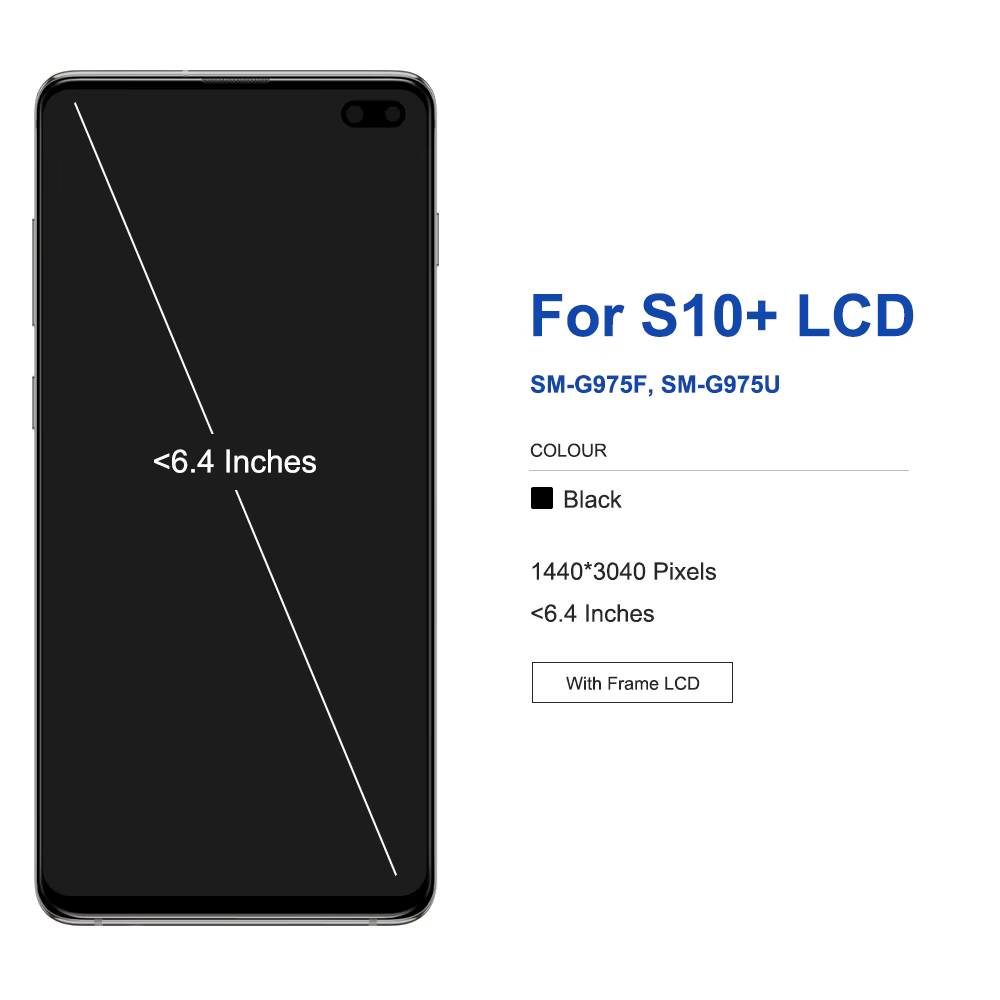 Écran tactile LCD de remplacement avec châssis, pour Samsung Galaxy S10 + G975F G975F/DS