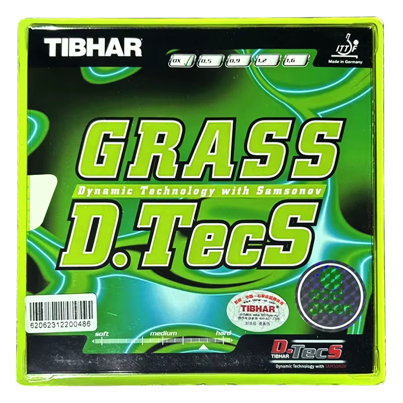 Feuille de caoutchouc de tennis de table TIBHAR Grass D.TecS à picots longs OX sans éponge, fabriquée en Allemagne