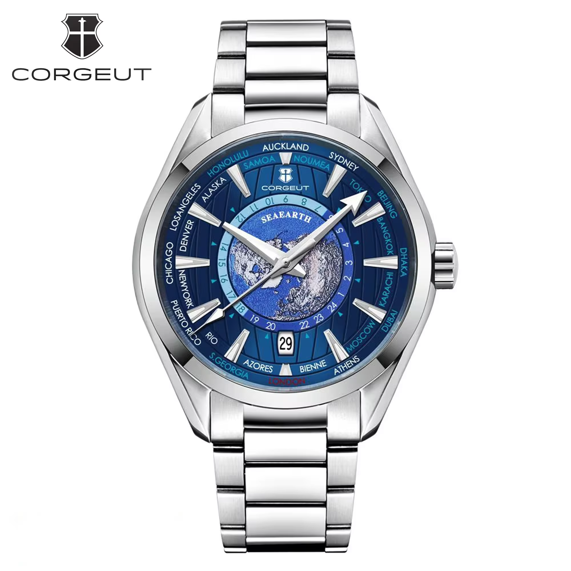 Corgeut 41mm montre pour hommes de luxe NH35 mouvement automatique Date robe relogio reloj hombre verre saphir montres mécaniques