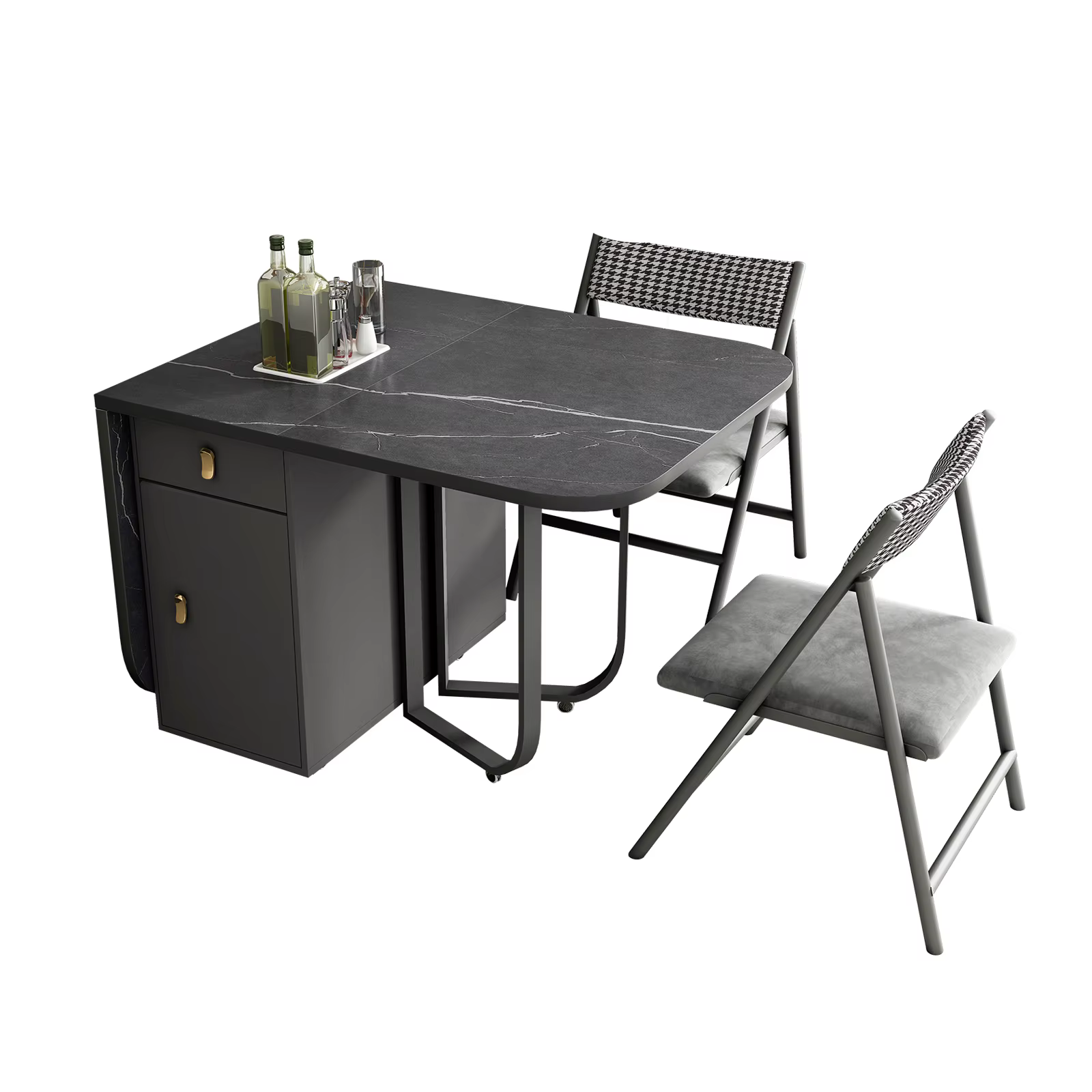 Table à manger et chaises pliantes, mobilier multifonctionnel, rectangulaire et mobile, à la mode