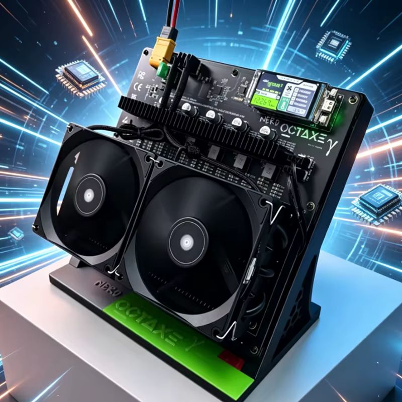 Nouveau 2026 Miner NerdOctaxeY Rev3.1 12T avec alimentation, Mineur BTC Solo Nerd Octaxe 12T, Mineur Chanceux à Double Ventilateur Nerdqaxe++ 12T, En Stock