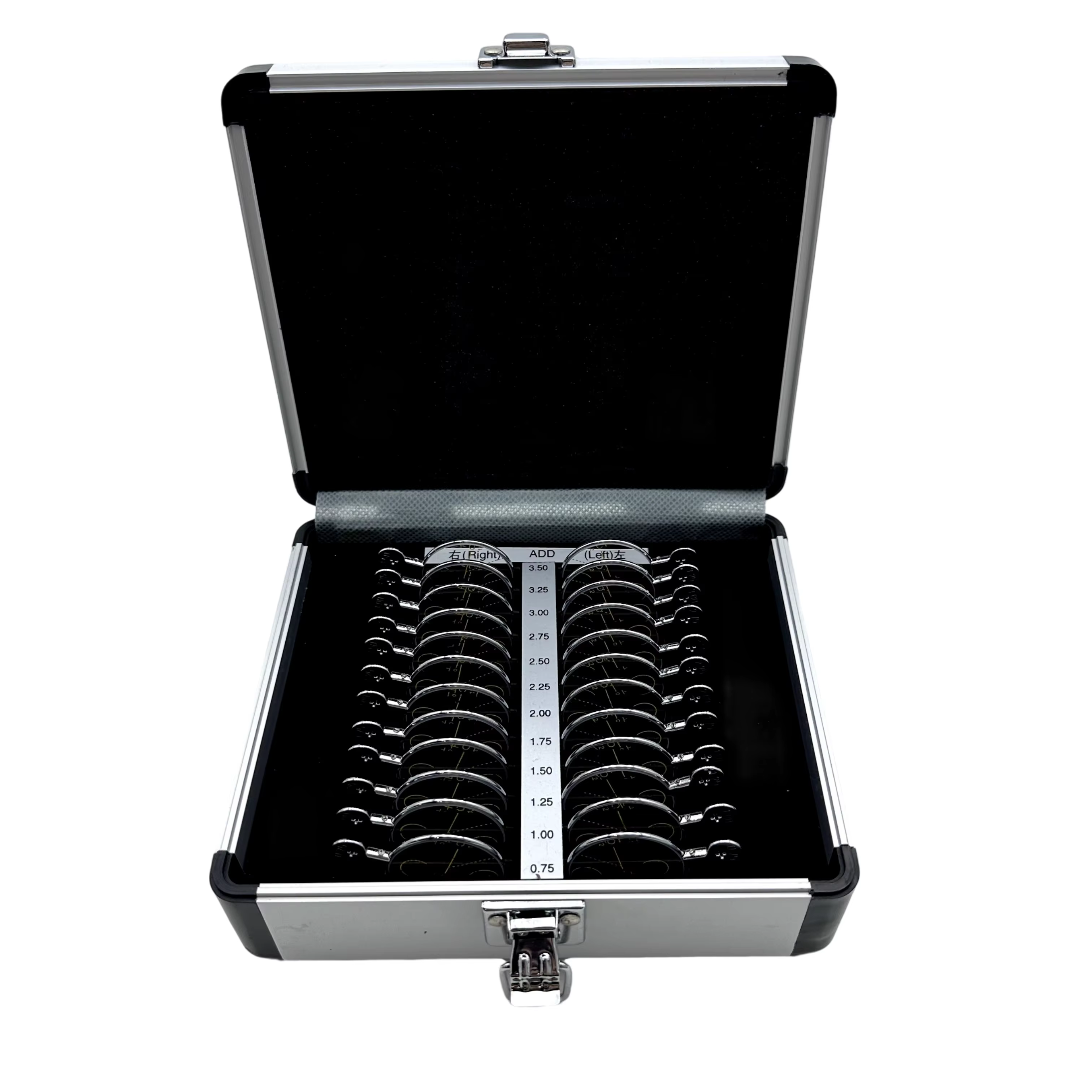 22 pièces – Le kit de lentilles d'essai progressives le plus populaire PSL-22 avec plateau et étui en aluminium pour ophtalmologie
