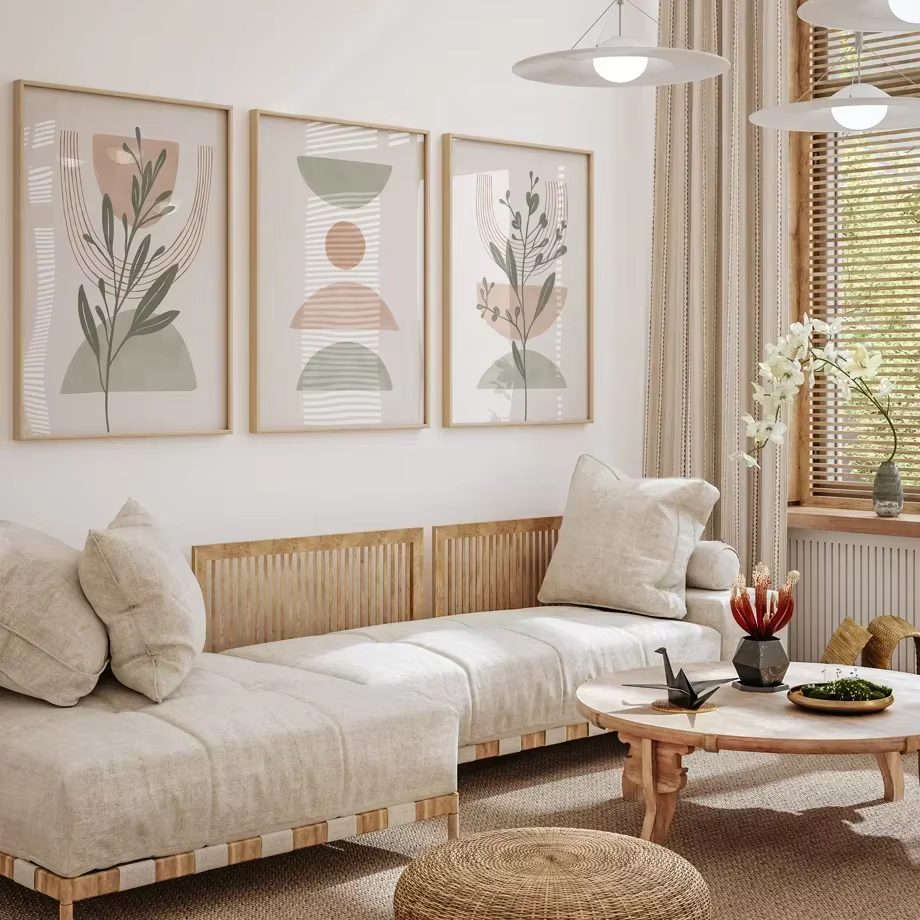 Art mural abstrait simple scandinave, ligne bohème, cuir chevelu géométrique, affiche sur toile HD, impressions, décoration de la maison, chambre à coucher, salon