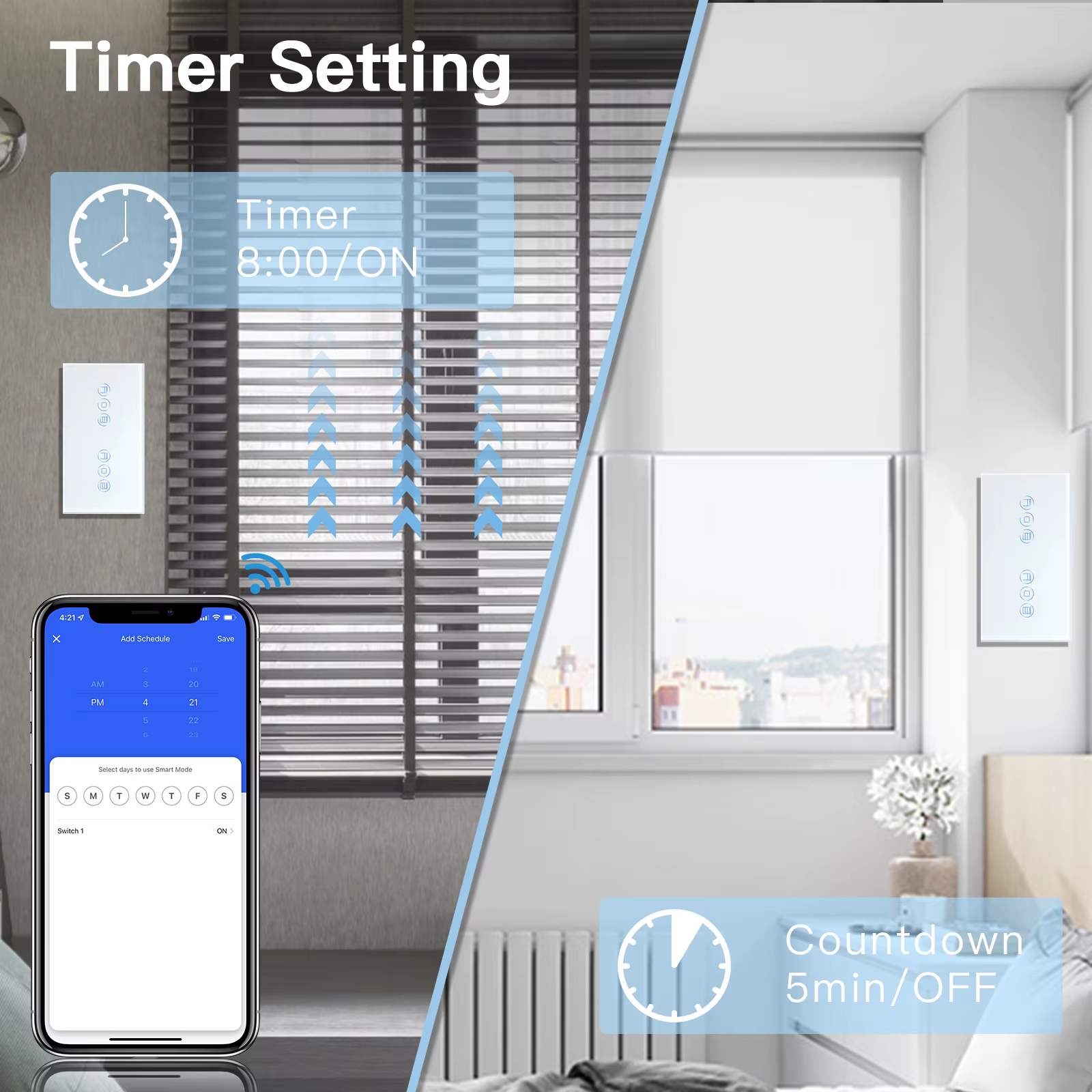 BSEED-Joli d'obturateur intelligent WiFi, double interrupteur ennemi sans fil, panneau tactile en cristal, fonctionne avec l'application Tuya Alexa Smart Life