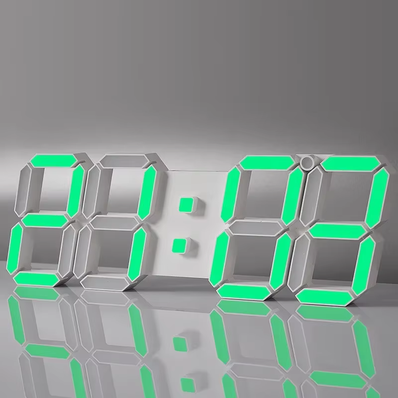 Horloge murale numérique LED de 15 pouces, affichage 3D, télécommande, horloge électronique, fonction de synchronisation et de compte à rebours automatiques