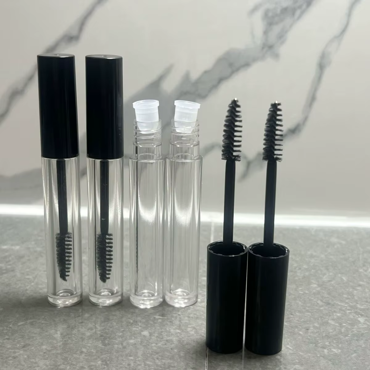 Tube de brillant à lèvres en plastique, petit Tube de rouge à lèvres/Mascara Eyela avec échantillon intérieur étanche, récipient cosmétique, 3ml/0.8ml, 6 pièces/lot