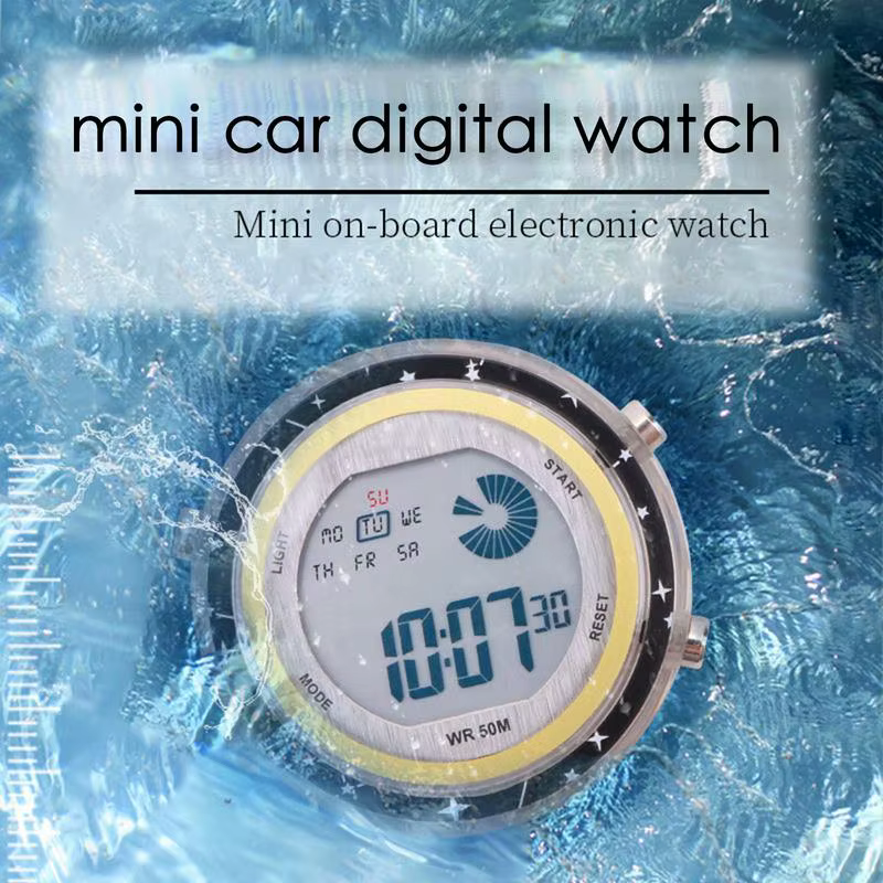Horloge numérique pour moto, étanche, électronique, cadran brillant, pour moto, écran LCD HD, tableau de bord autocollant, horloge de voiture