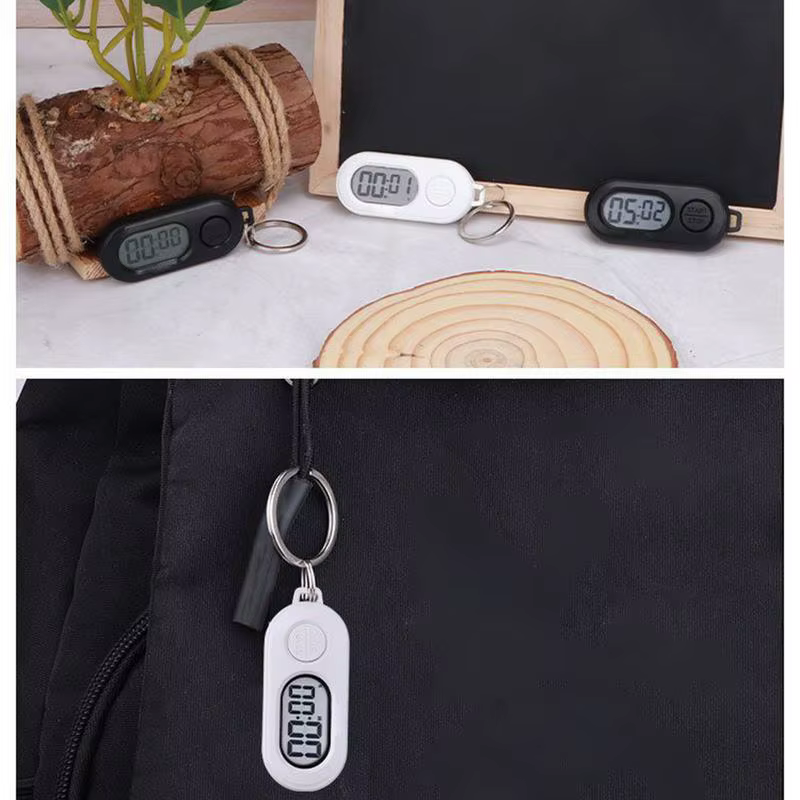 Horloge électronique porte-clés chronomètre ports petite minuterie d'arrêt porte-clés écran LCD horloge numérique accessoires de compte à rebours légers