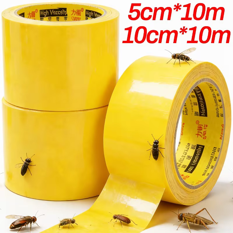 Ruban adhésif jaune pour la capture des insectes, 10 m, double face, pièges adhésifs, contrôle des parasites des arbres fruitiers, pelouse, autocollants, fournitures de jardin