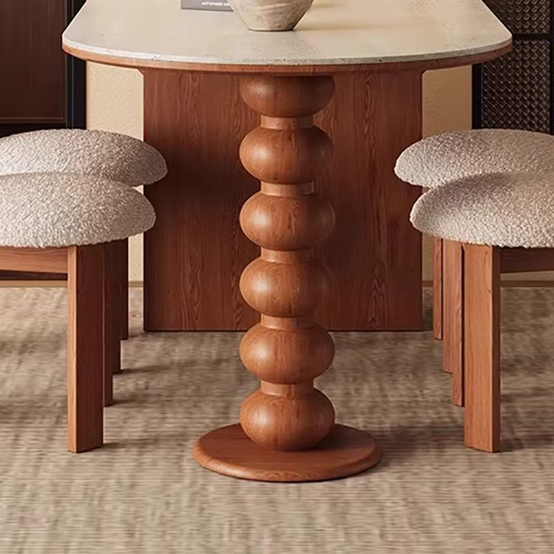 Tables à manger élégantes du milieu du siècle avec armoires, tables à manger ovales Vintage à pieds hauts, meubles rustiques pliables