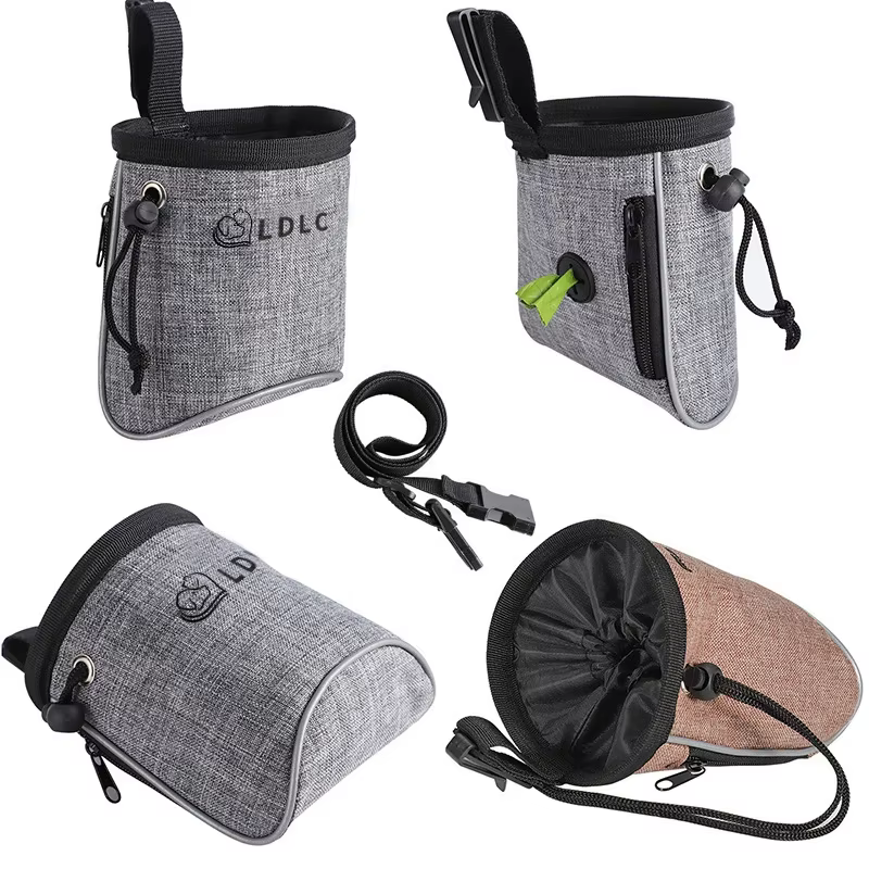 Sac de dressage pour chien avec distributeur intégré de sacs à déjections, idéal pour transporter facilement les croquettes et les friandises en extérieur