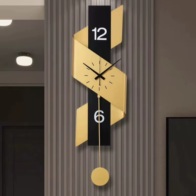 Horloge Murale Créative à Pendule, Grande Horloge Murale en Métal de Luxe pour Cuisine, Décoration Silencieuse pour Salle de Sport, Décoration de Chambre à Coucher