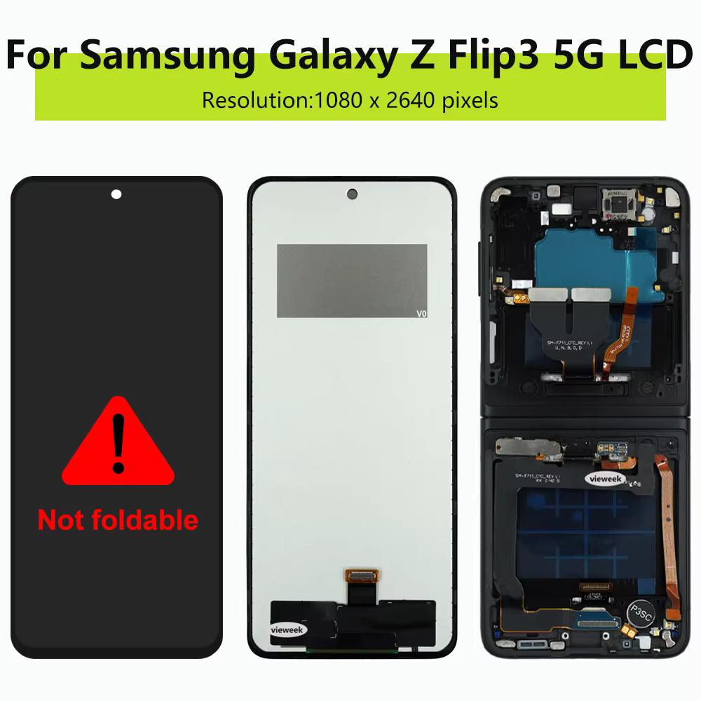 Écran LCD TFT de qualité pour Samsung Z Flip 3 F711B, écran tactile avec cadre, assemblage de numérisateur pour Samsung Galaxy Z Flip3 5G