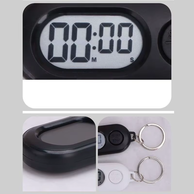 Horloge électronique porte-clés chronomètre ports petite minuterie d'arrêt porte-clés écran LCD horloge numérique accessoires de compte à rebours légers