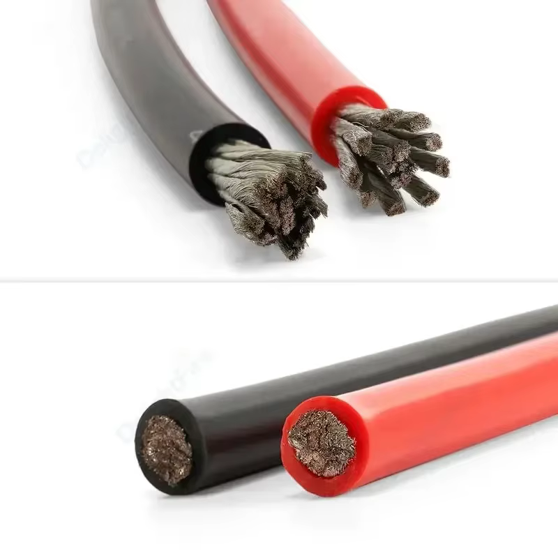 Fil électrique de panneau solaire, câble en Silicone résistant à la chaleur rouge noir 24 22 20 18 16 14 12 10 8 6 4 awg pour batterie automobile