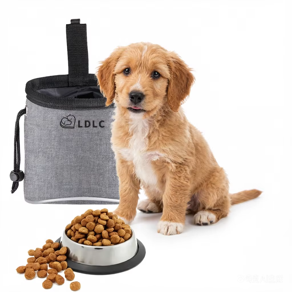 Sac de dressage pour chien avec distributeur intégré de sacs à déjections, idéal pour transporter facilement les croquettes et les friandises en extérieur