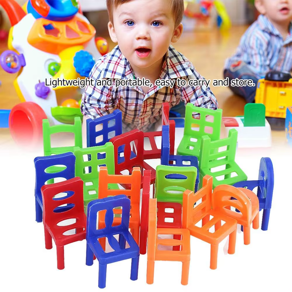 Jeu de société de chaises d'équilibre 18 pièces/ensemble, Mini blocs d'empilage, assemblage, formation en équilibrage familiale, jouet éducatif interactif pour enfants