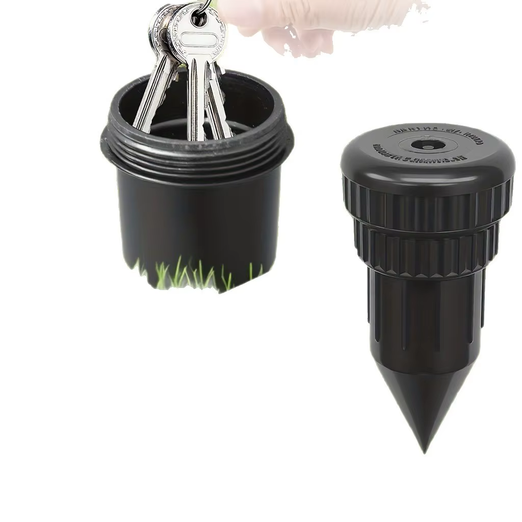 Cacher les clés de rechange arroseur de jardin coffre-fort caché compartiment de rangement cacher les clés anneau d'argent pour boîte à clés de rechange de jardin extérieur