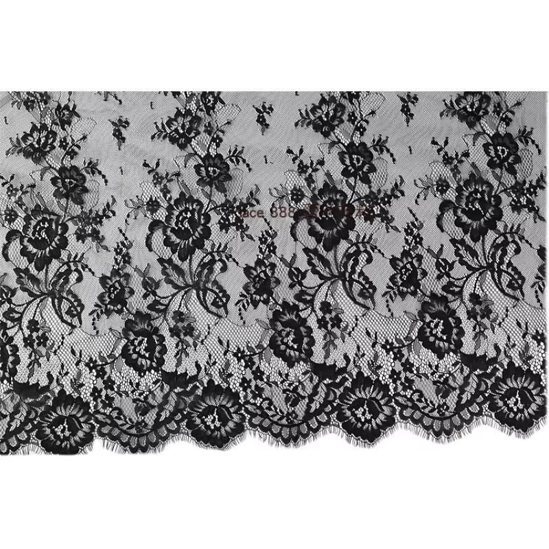 Tissu français en dentelle à cils de 1.5m de large, pour robe de mariée, nappe, rideau, accessoires blancs