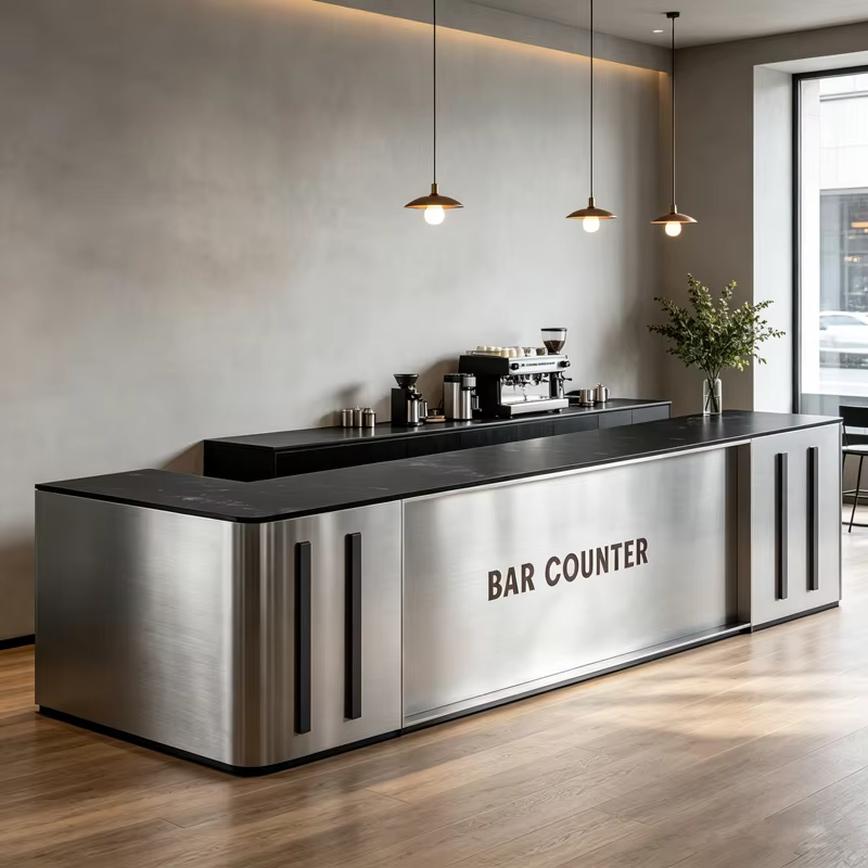 Table de bar industrielle moderne en métal - Meuble d'extérieur résistant à l'eau et durable pour la maison ou l'hôtel - Ensemble de bar personnalisé