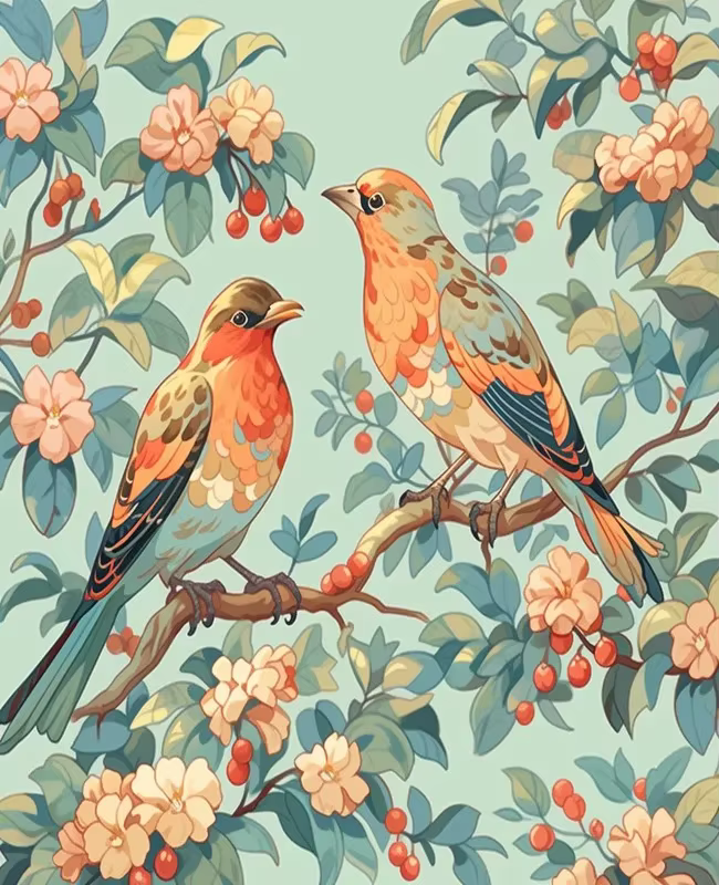 Peinture par numéros : Illustration artistique d'oiseaux, Art mural, Fournitures d'artisanat, Kit de peinture fait main pour adultes, Tableau sur toile