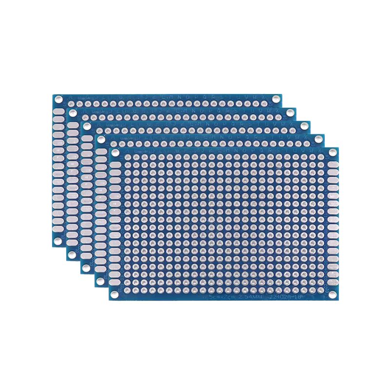Prototype de carte PCB bleu, cartes de circuit imprimé double face pour projet de soudure de bricolage, 5/10 pièces, 2x8, 3x7, 4x6, 5x7, 7x9cm