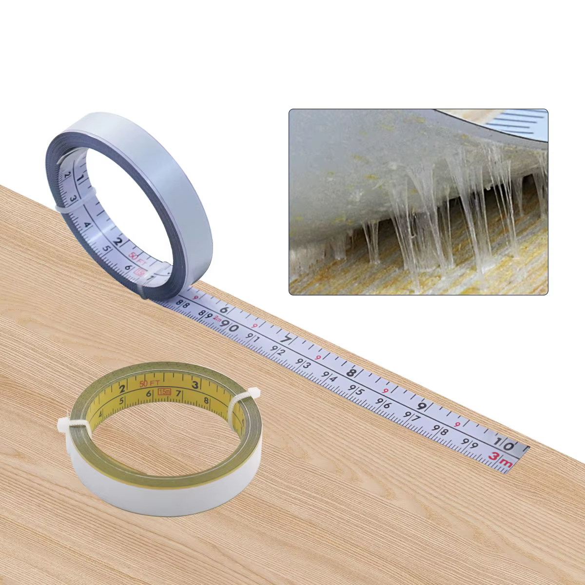Inch & MeaccelerSelf Adhesive Tape 1-3M Measure Steel Mitre Scale, Mitre Track Ruler for Router Table Saw, T-track Calcular Working