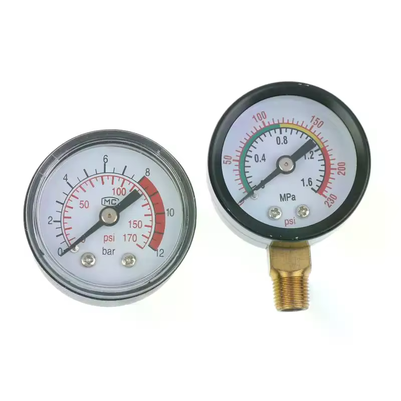 Manomètre compresseur d'air liquide hydraulique pneumatique 0-12Bar/0-170PSI Instrument de mesure à cadran facile à lire