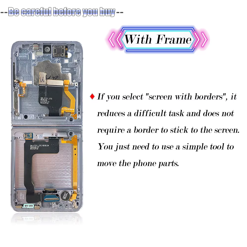 TFT LCD pour Samsung Z Flip 4 F721 affichage avec cadre pour Samsung Z Flip4 SM-F721B F721N F721U LCD écran tactile numériseur pièces