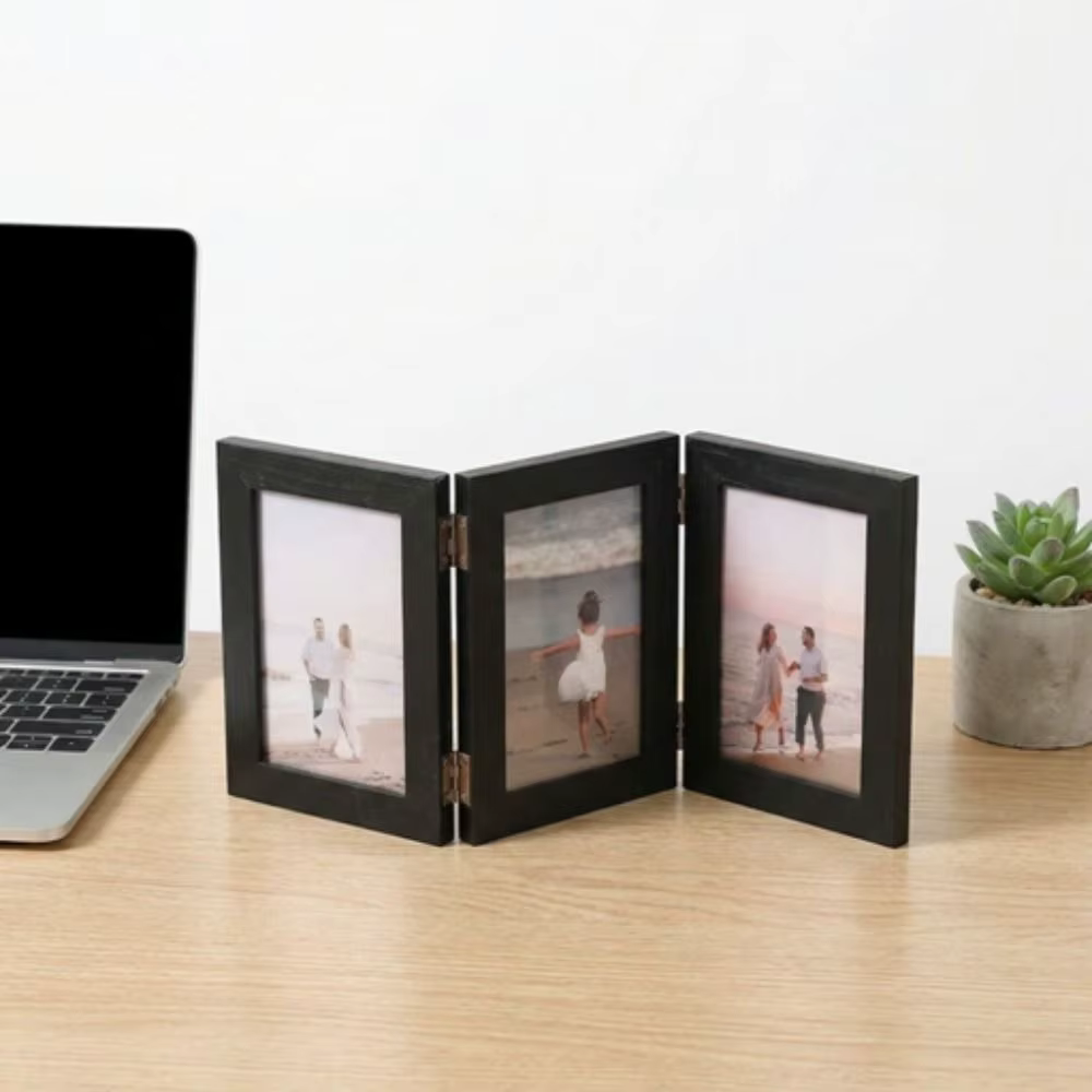 Cadre photo rectangulaire pliable, cadre triplex, cadre photo durable, ornements, cadre photo moderne simple à charnière, décoration de salon