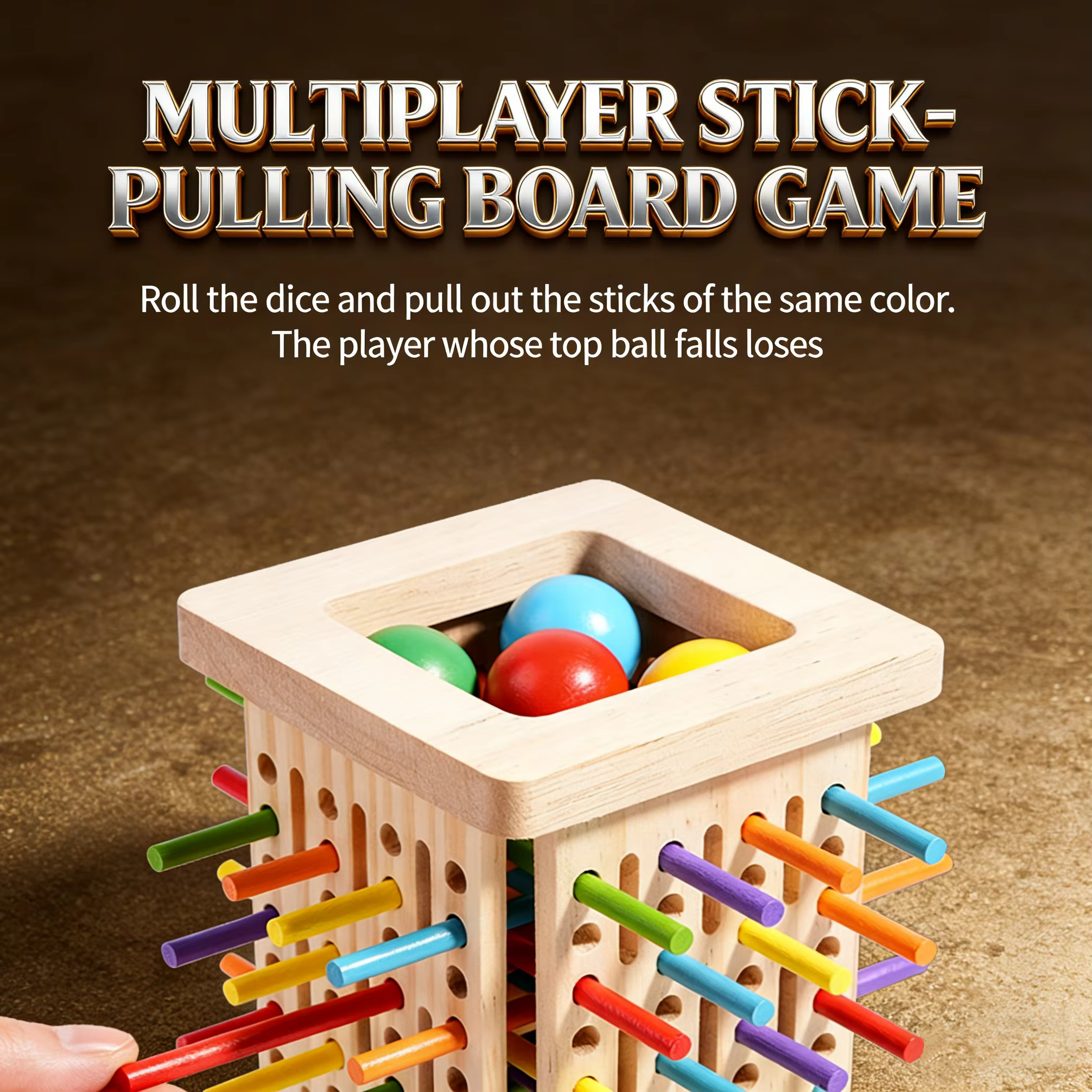 Jeu de traction de bâtons en bois pour enfants, Modes de bâtons multicolores, conception en bois épais et Durable, capacité de réflexion, reconnaissance du Patience