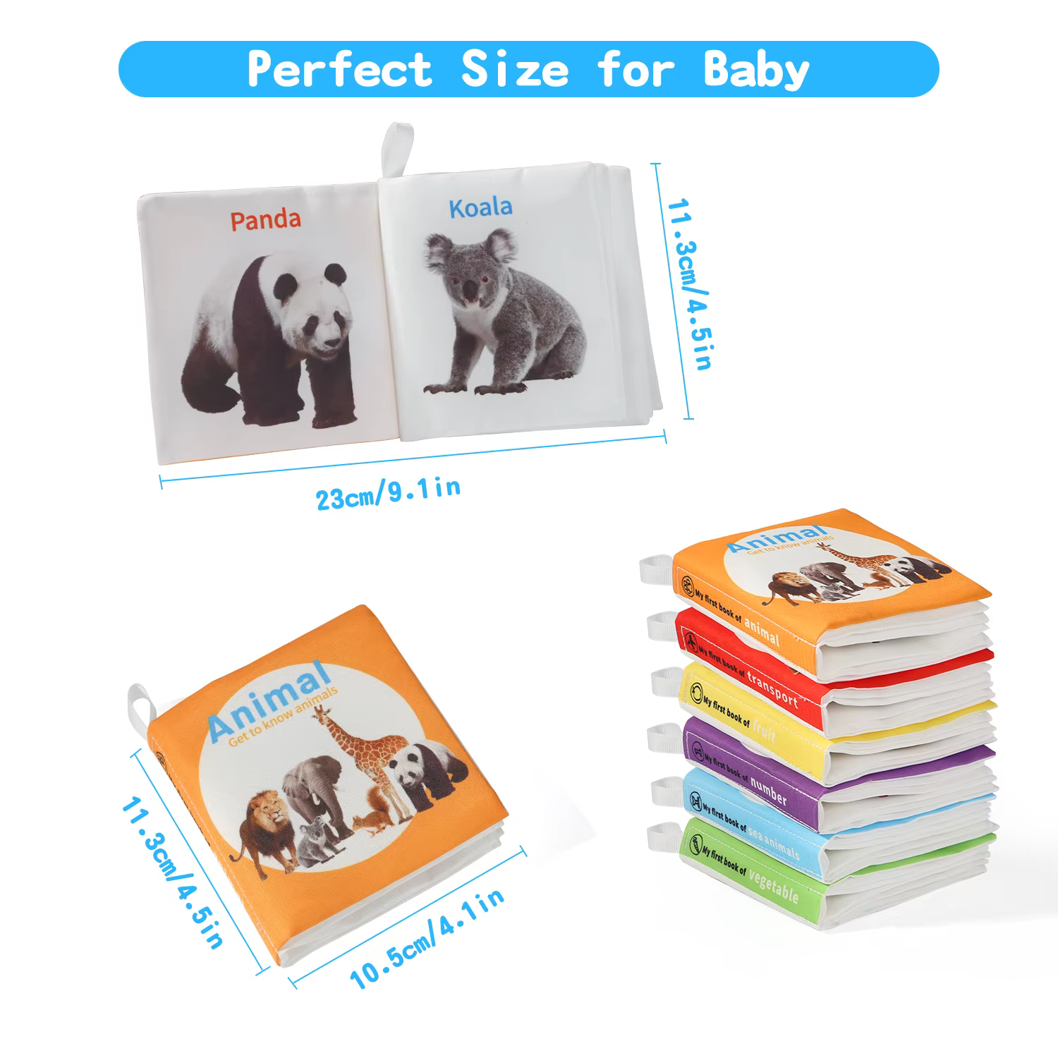 Livre d'éveil pour bébé de 0 à 6 mois, papier sonore épais et lavable + poignée tactile, illumination tactile visuelle pour nouveau-né, Cogniti