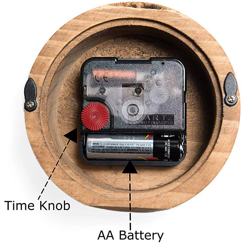 ABYN-horloge analogique de bureau et de Table en bois en pin véritable (foncé)-à piles avec mécanisme silencieux précis