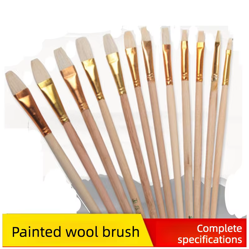 Ensemble de 12 pinceaux à poils de laine NO/P/S/T, pinceaux à huile, pinceaux pour peinture céramique, pinceaux pour peinture acrylique, fournitures artistiques
