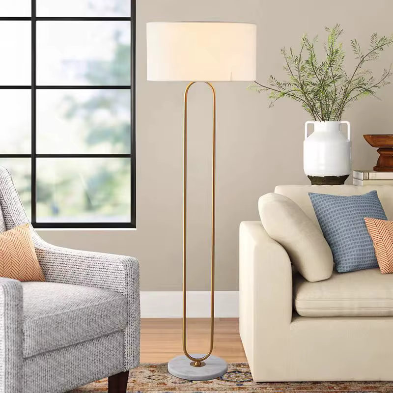 Warner-Lampe de Table LED en Tissu Minimaliste, avec Base en Marbre, Verticale, pour Chambre à Coucher