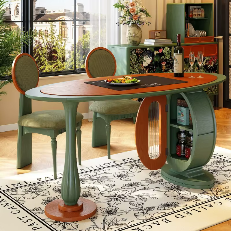 Table à manger ovale vintage en bois massif, table de cuisine de luxe, table basse de style mid-century, meubles pour la cuisine, mobilier pour la maison