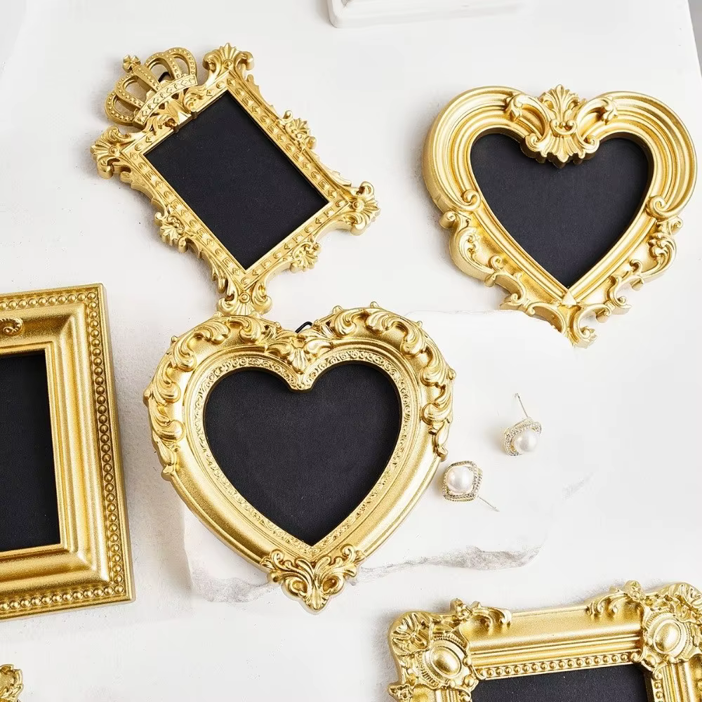Mini cadres photo suspendus, accessoires photographiques, cadre photo vintage en résine, cadres de présentation créatifs ornés de style baroque, cadeaux