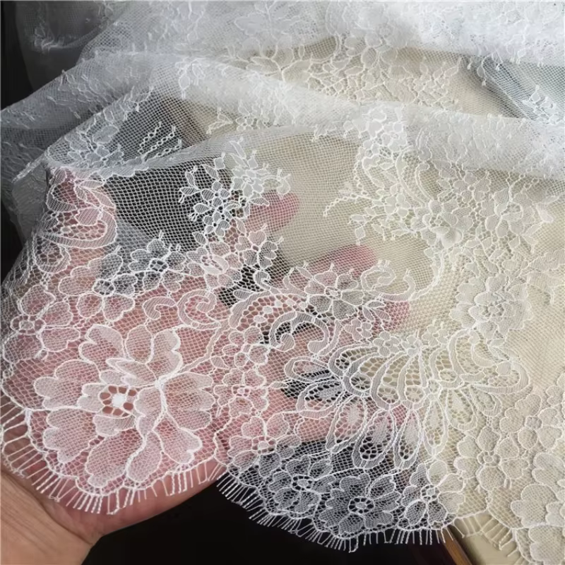 Tissu en dentelle à cils de Style français, 1.5m de large, garniture en dentelle, pour robe de mariée, nappe, rideau, accessoires, artisanat de bricolage