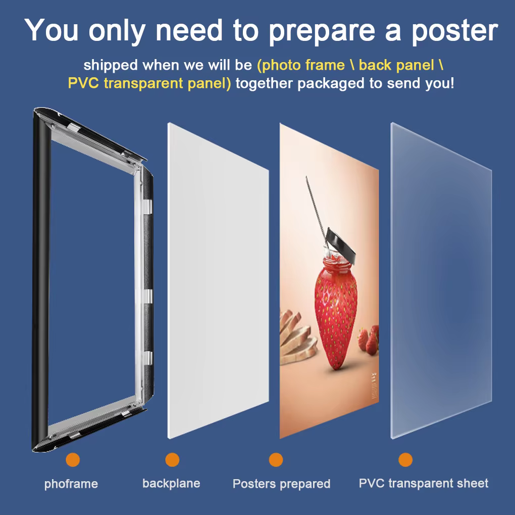 A3/A4 Aluminum Alloy Poster Frame Anti Water Sign Holders Wall Mounting Snap Picture Frame Wall Notice Board Signs Clip Display