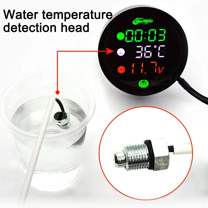 Horloge électronique de moto 5 en 1, voltmètre étanche IP67, étanche à la poussière, affichage numérique de PET LED, 12V